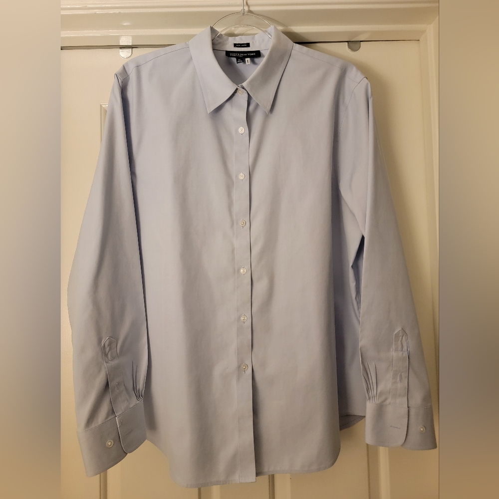 EUC Jones New York Signature Light Blue Non-Iron L Women's Blouse - Size XL